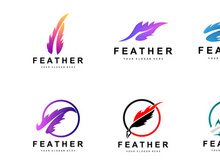 Feather Logo, Animal Wing Design, Vector Icon Template Simple