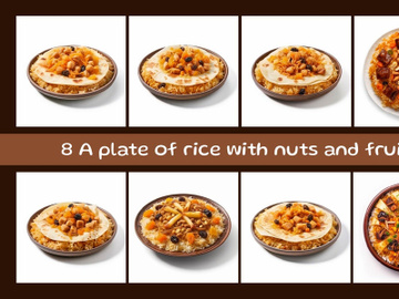 A plate of rice with nuts and fruit preview picture