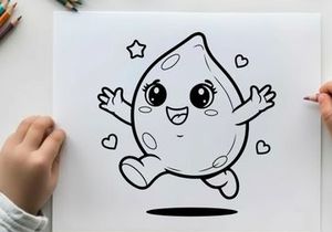 Cute happy moon character waving with stars vector illustration