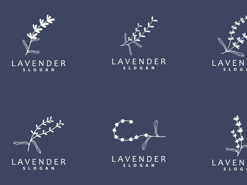 Lavender Logo Elegant Purple Flower Plant Illustration