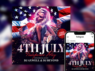Free Brand-New Sparkly 4th of July Instagram Post Template preview picture