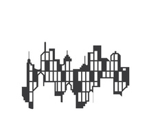 Modern city skyline icon silhouette vector illustration design