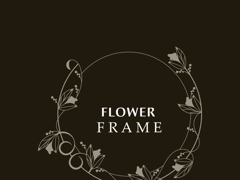 Floral frame flower round shape emblem logotype isolated on white background, leaves luxury linear logo circle style boutique