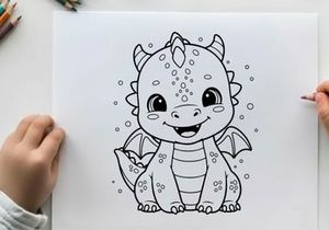 Cute baby dragon smiling vector illustration flat design