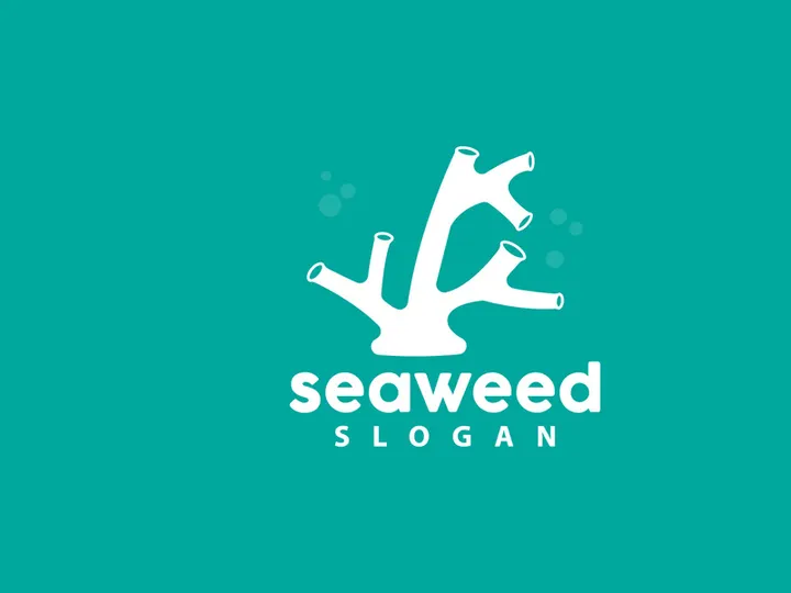 Coral reef logo vector silhouette sea fish habitat simple beautiful sea plants