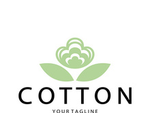 Soft natural organic cotton flower plant logo for cotton plantations, industries,business,textile,clothing and beauty,vector