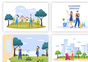 20 Cleaning Service Flat Design Illustration