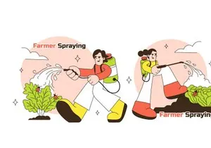 5 Farmer Spraying Pesticides Illustration