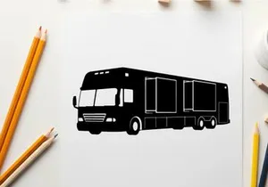 Silhouette of a large tour bus vehicle
