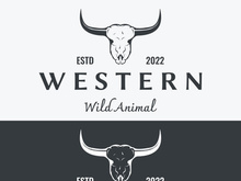 Long horn bull logo vector