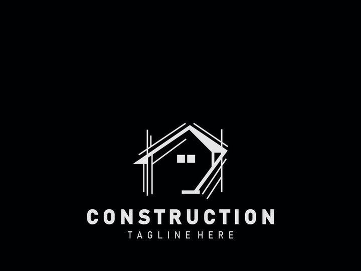 Construction structure line home building and repair logo Design illustration