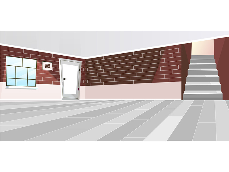 Empty room interior flat vector illustration