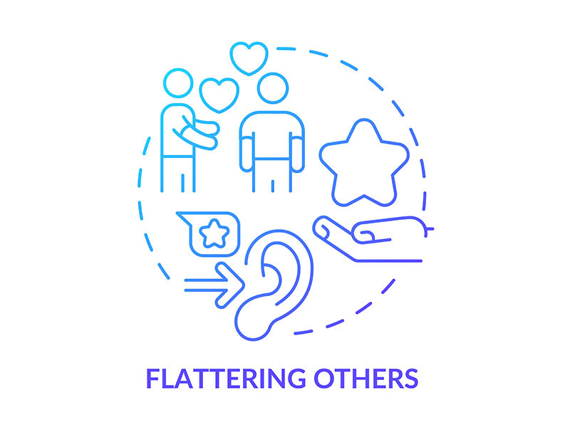 Flattering others blue gradient concept icon