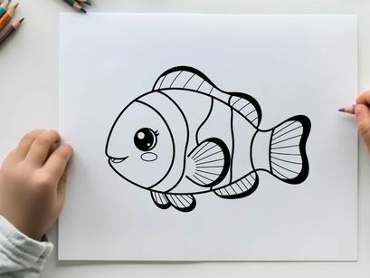 Cute cartoon fish swimming vector illustration flat design