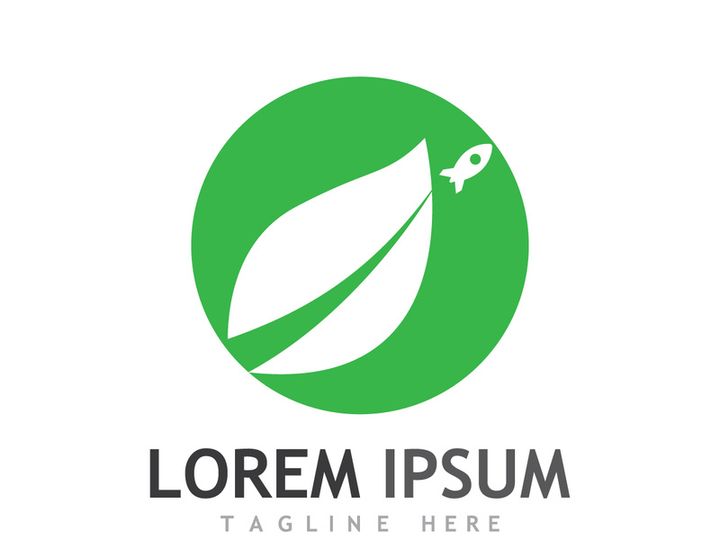 Natural green leaf logo design.