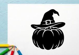 Halloween Pumpkin with Witch Hat for Fall Decorations and Festive Celebrations