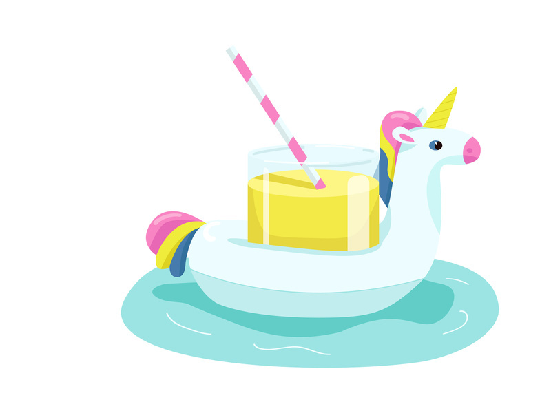 Inflatable unicorn cartoon vector illustration