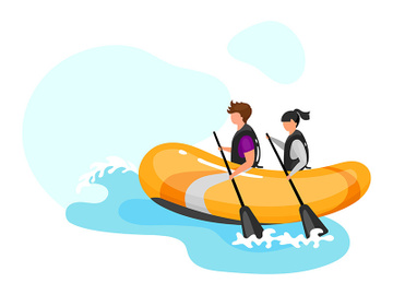 Couple on boat flat vector illustration preview picture
