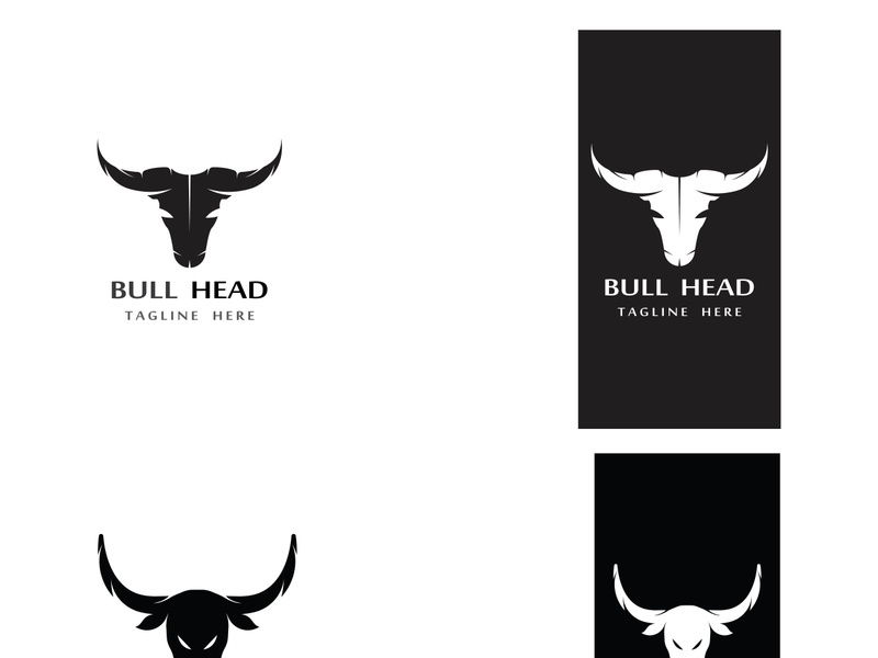 Retro vintage bull head horns logo.