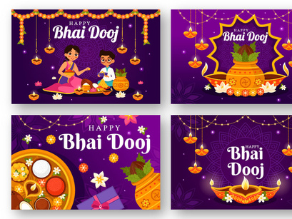 12 Bhai Dooj Indian Festival Illustration