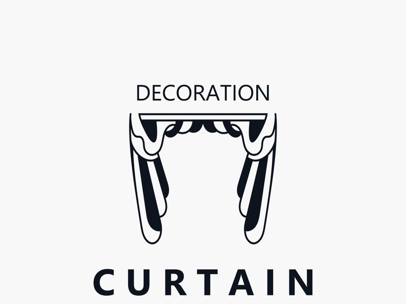 Curtain logo decoration style minimalist elegant vector design illustration