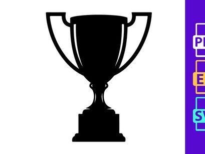 A black trophy icon on a white background symbolizing achievement and success