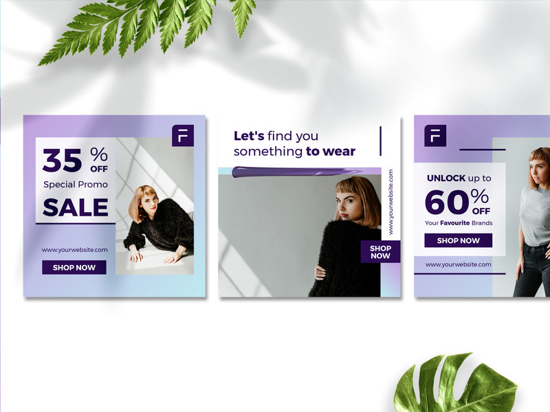 Elegant purple Fashion Sale Banner Social Media template