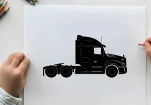 Silhouette of a semi truck with trailer