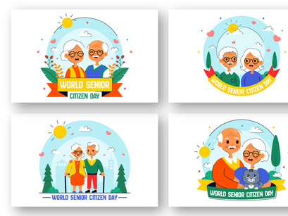 10 World Senior Citizen Day Illustration