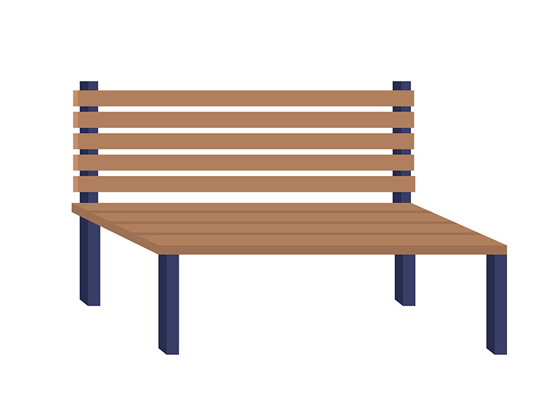 Bench for public places semi flat color vector object