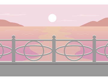 Sunset at seascape flat color vector illustration preview picture