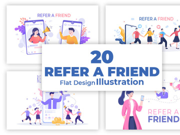 20 Refer a Friend Flat Design Illustration preview picture