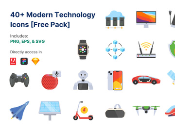 40+ Modern Technology Icons [Free Download] preview picture