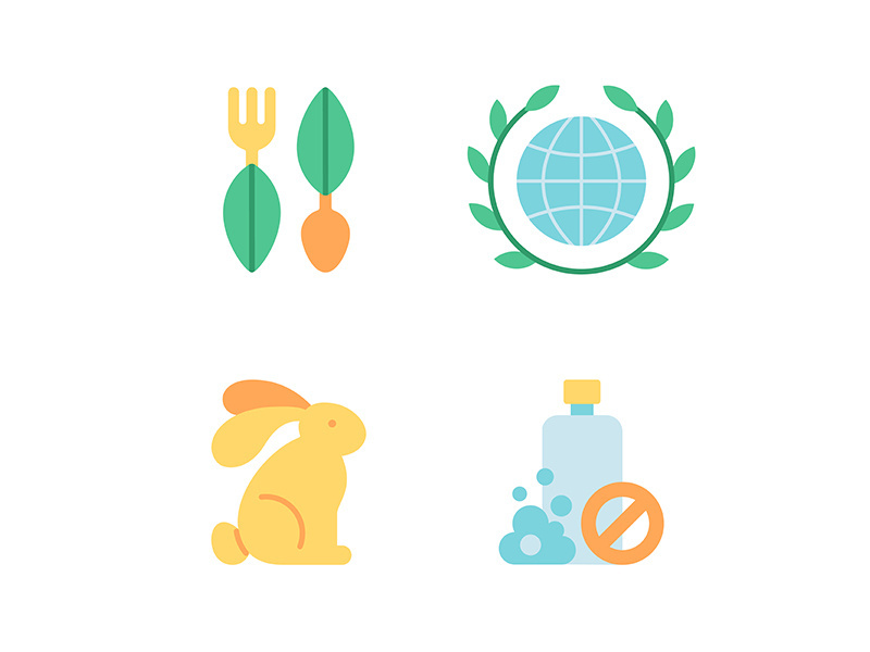 Eco friendly vector flat color icon set