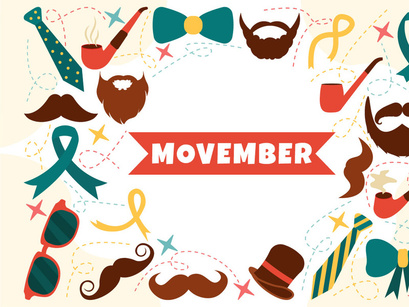 7 Movember Time Vector Illustration