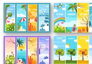 14 Scenery of the Four Seasons of Nature Illustration