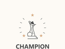 Modern trophy line art logo winner and championship cup design, minimalist simple element
