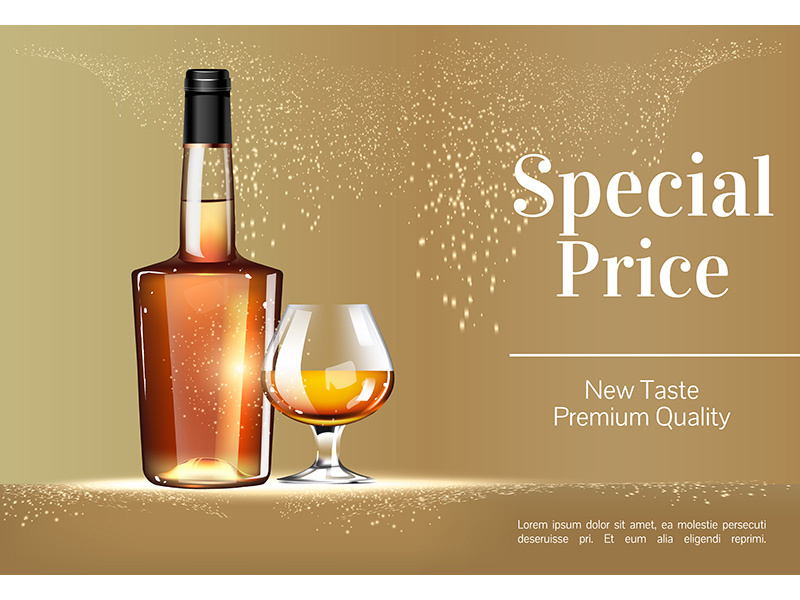 Special price for alcohol realistic vector product ads banner template