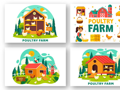 12 Poultry Farm Illustration