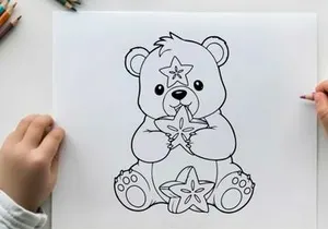 Cute polar bear holding snowflake vector illustration flat design