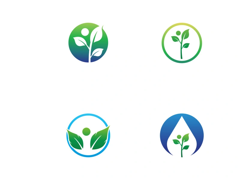 Green leaf logo. Vector design of gardens, plants and nature.