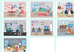 15 Home Cleaning Service Flat Design