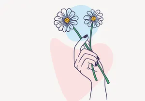 Women Hand Give a Flower, Vector Illustration
