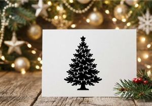 Silhouette of Christmas Tree with Star and Garland for Holiday Decor