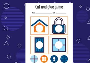 10 Pages Cut and glue game for kids. Cutting practice for preschoolers. Education paper game for children