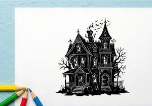 Haunted Victorian House with Gothic Architecture and Spooky Atmosphere