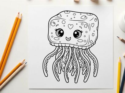 Cute jellyfish cartoon character smiling vector illustration