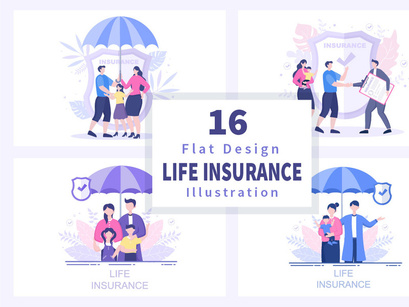 16 Life Insurance Flat Design Illustration