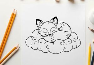 Sleeping fox cute cartoon vector illustration flat design