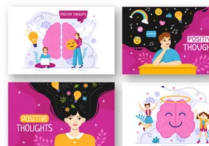 12 Positive Thoughts Vector Illustration